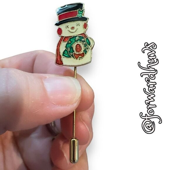 Vintage Snowman Enamel Hatpin / Stickpin - Picture 7 of 8